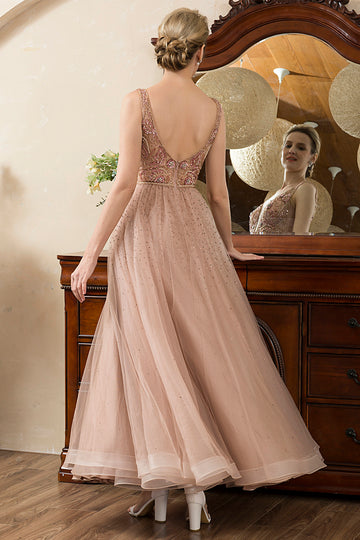 Rosa A Línea Tul Vestido de Madrina